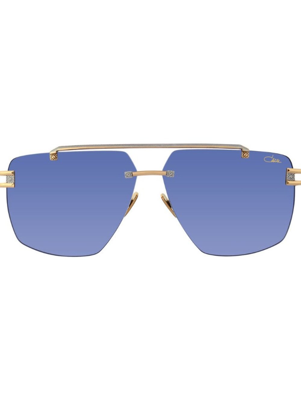 New Cazal Unisex Sunglasses Gold Square Blue Lens Metal Frame 9107 003 62